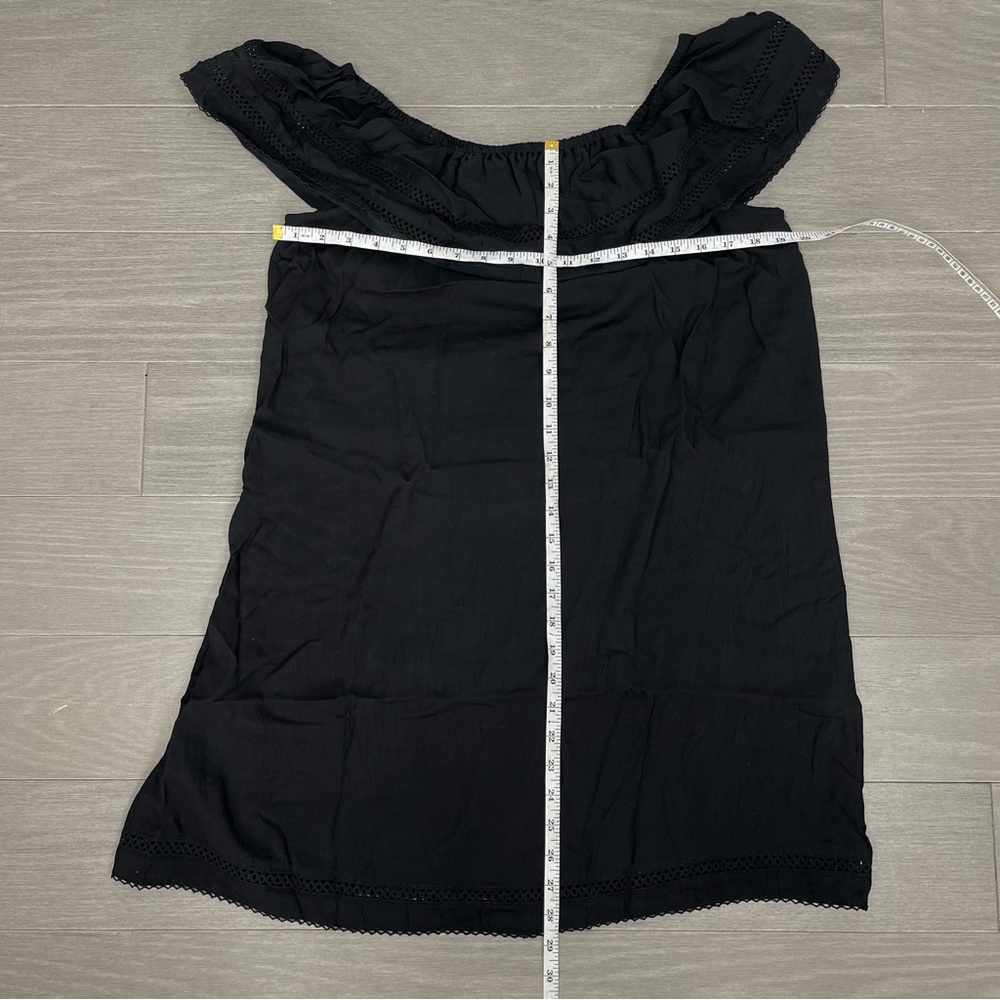 Aritzia Wilfred Emmie Off the Shoulder Boho Peasant Coastal Sun Dress Black M - Picture 16 of 16